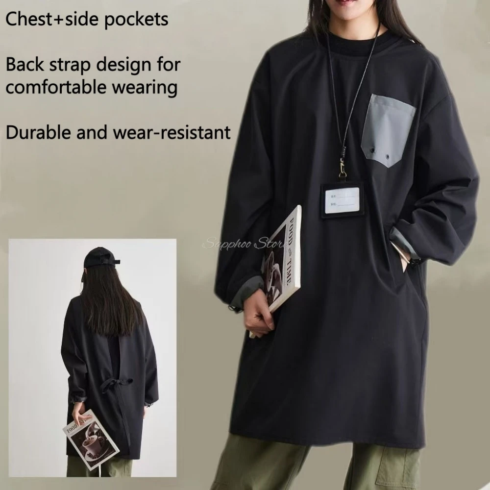 

Водонепроницаемый черный фартук для парикмахерской, зоомагазина, униформа для грумера, мужская и женская рабочая одежда для парикмахера, халат с индивидуальным логотипом