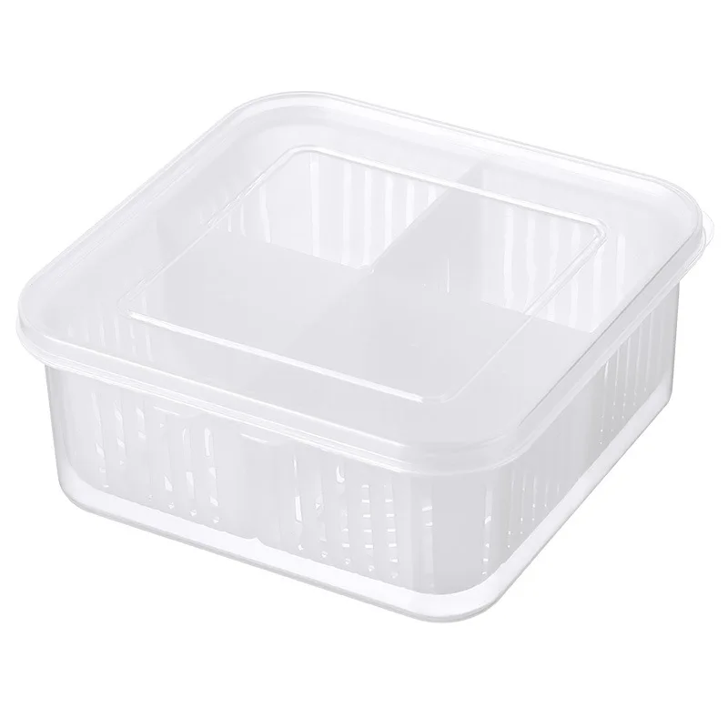 4-IN-1 Kitchen Drain Basket Storage Containers Fridge Fresh-keeping Boxes Vegetable Fruit Separation Box Kitchen Organize Tool