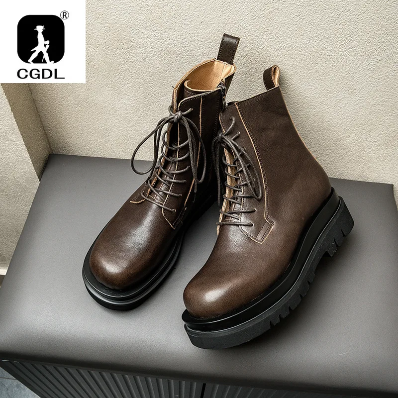 Botas de Hombre con cordones, Botas de moto con plataforma, botines informales de cuero Para Hombre, Botas de motocicleta Para Hombre, Zapatos Para Hombres