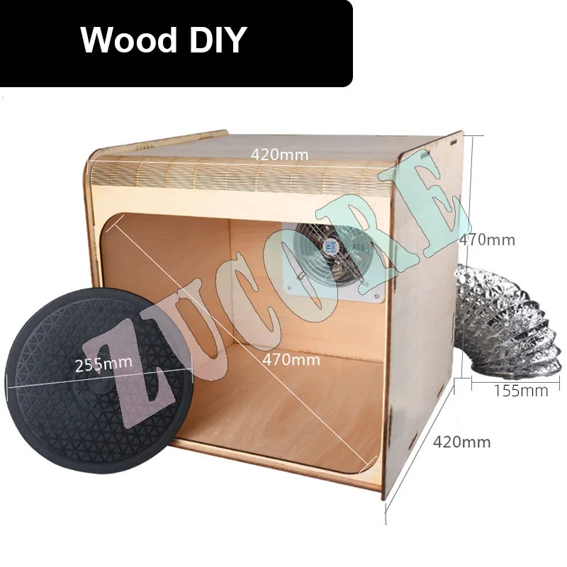 Painting Booth 220V Airbrush Paint Spray Booth Exhaust Fan Model Craft Hobby DIY with LED Powerful Exhaust Fans Woodiness