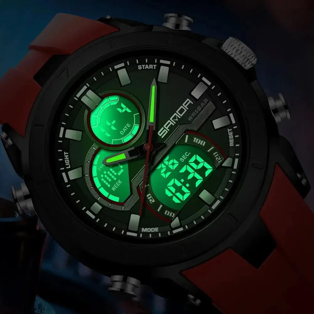 SANDA Mens Watches Countdown Waterproof Alarm Clock Wristwatch Multifunctional Luminous Men Quartz Digital Watch Alarm Clock image 6