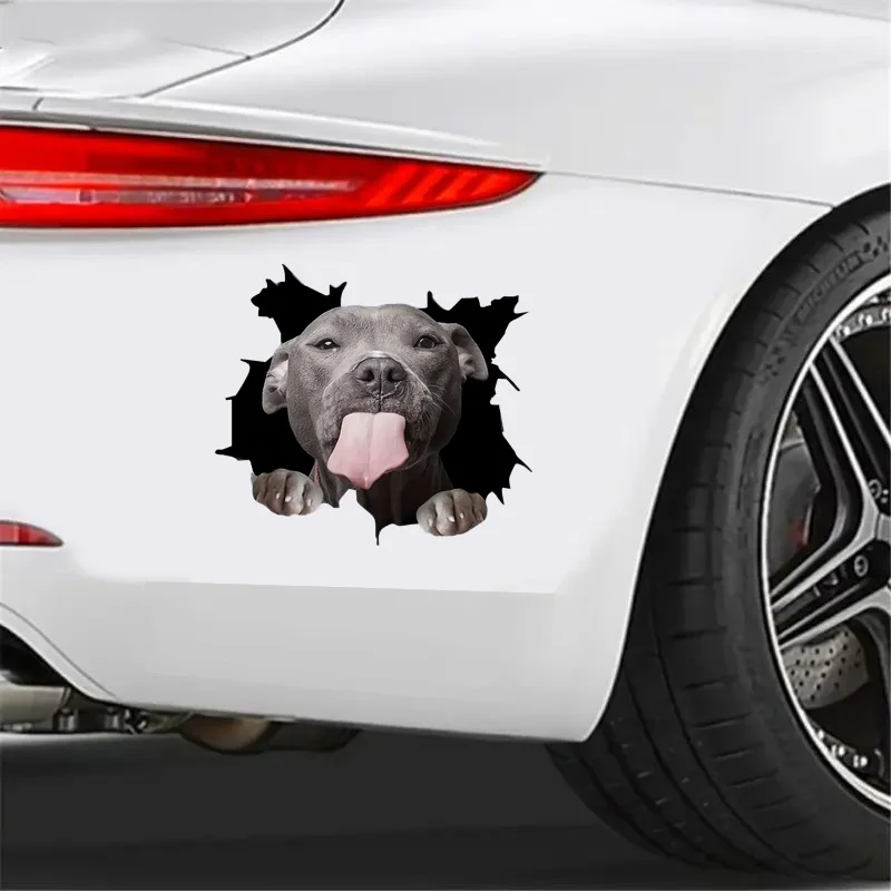 Cartoon Pitbull Stickers 15x13.5cm, Funny Waterproof Animal Dog Decals with 3D Effect, for Car Window and Bumpers