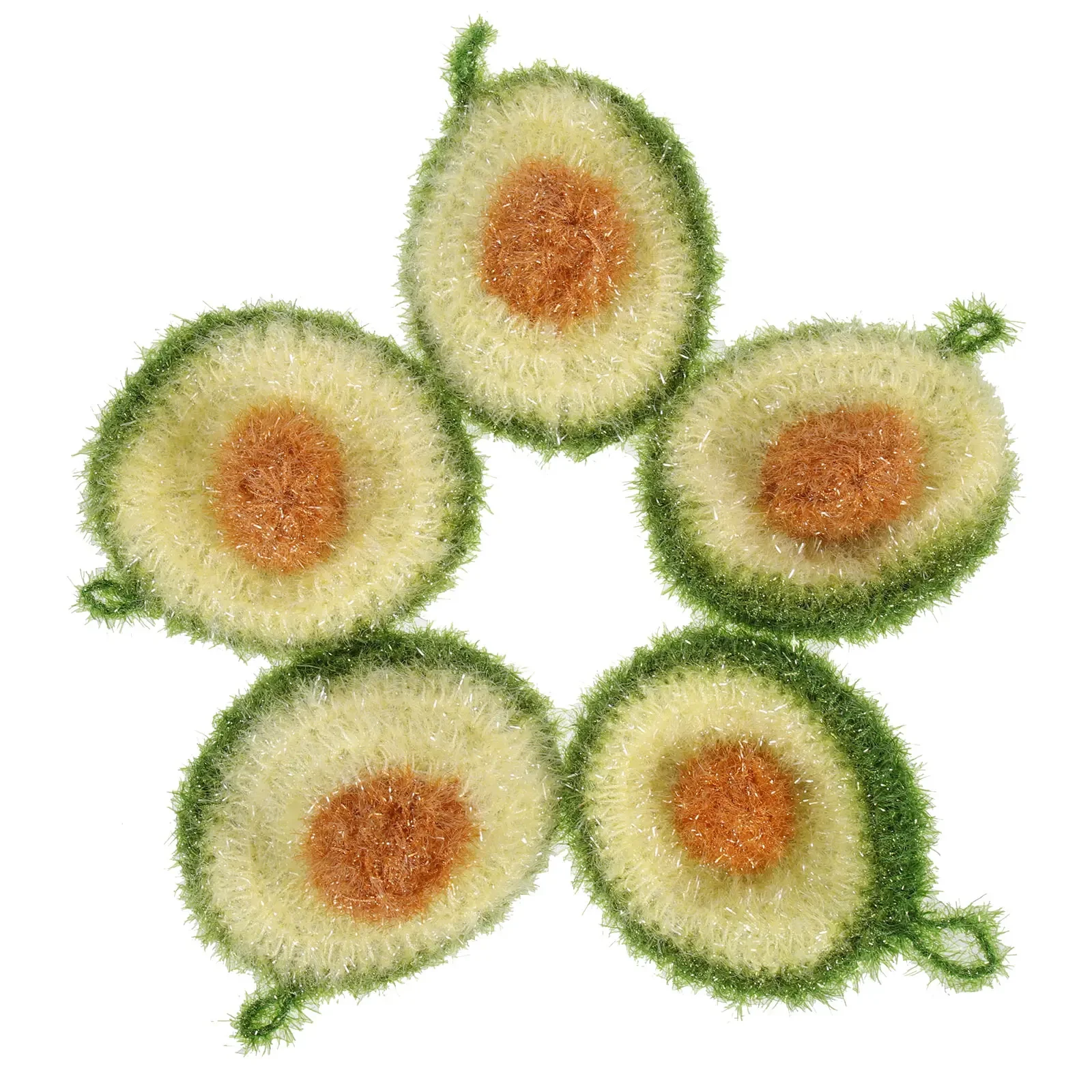 1/5 Pieces Fruit Shaped Acrylic Dishwashing Cloth Set Avocado Kitchen Sponge Reusable Cleaning Pads Scrubbers Home