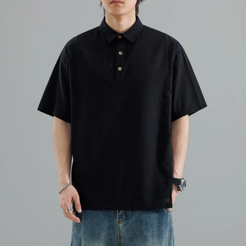 Summer Men's Fashion Casual Short-Sleeved T-Shirt Fashion Bamboo Rayon Cotton Polo Shirt