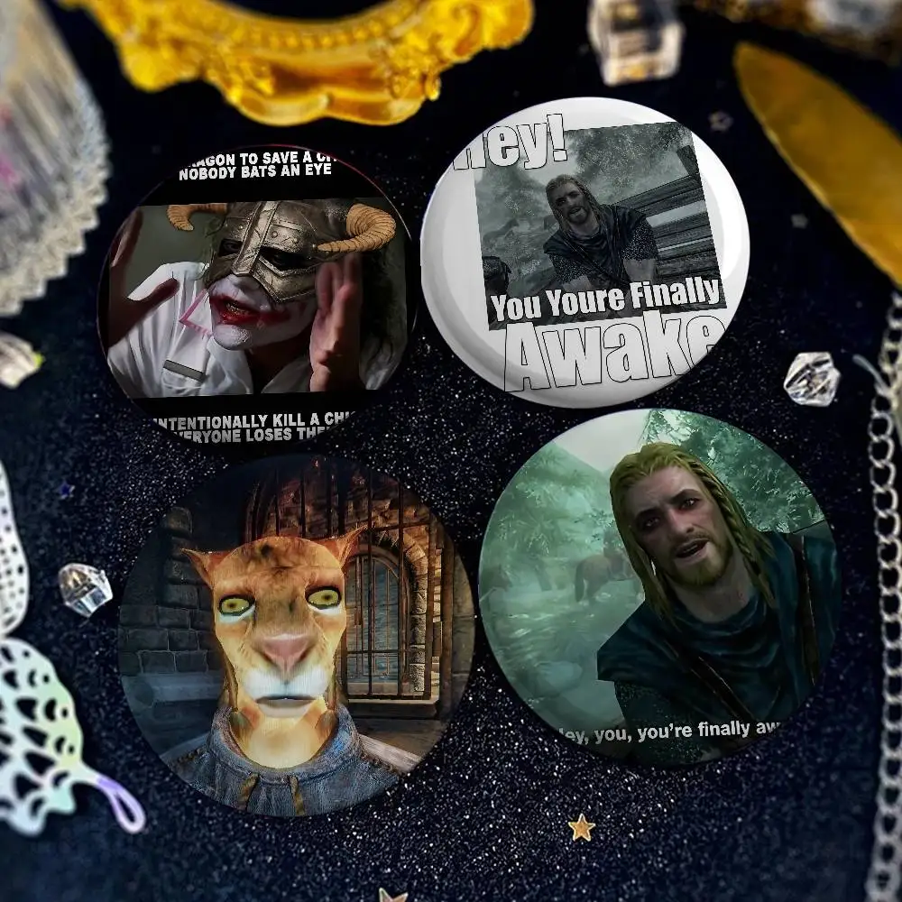 يا أنت أخيرًا مستيقظًا Skyrim Meme شارات دبابيس دبابيس التلبيب دبابيس قبعة دبابيس هدايا ديكور حقائب الظهر #3