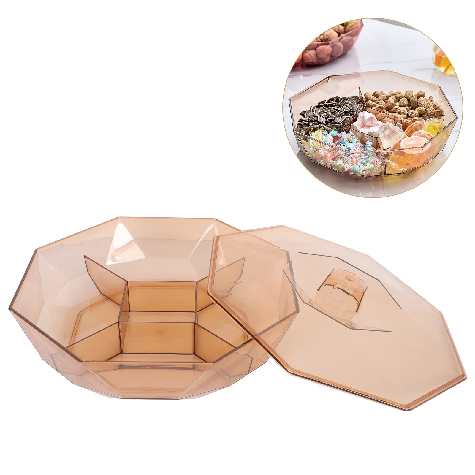 

Pet Snack Storage Box with Lid for Candies Nuts Fruits Dry Tray European Container Home Kitchen Bar Use Long Lasting PET