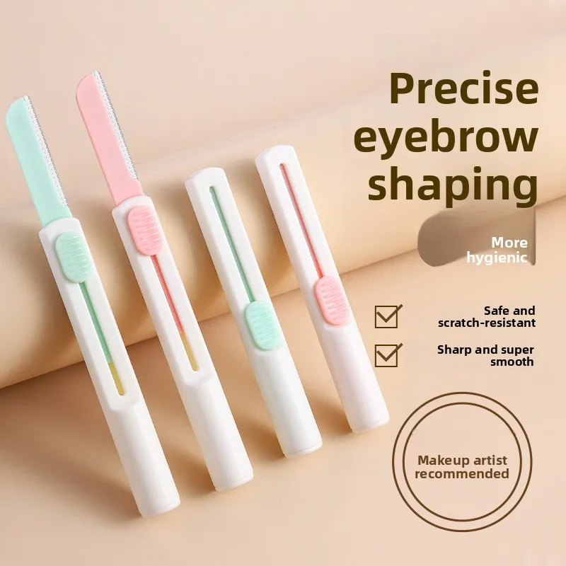 Cylindrical Telescopic Eyebrow Trimmer Stainless Steel Micro Distance Beauty Tool Safe Retractable Eyebrow Razor for Women