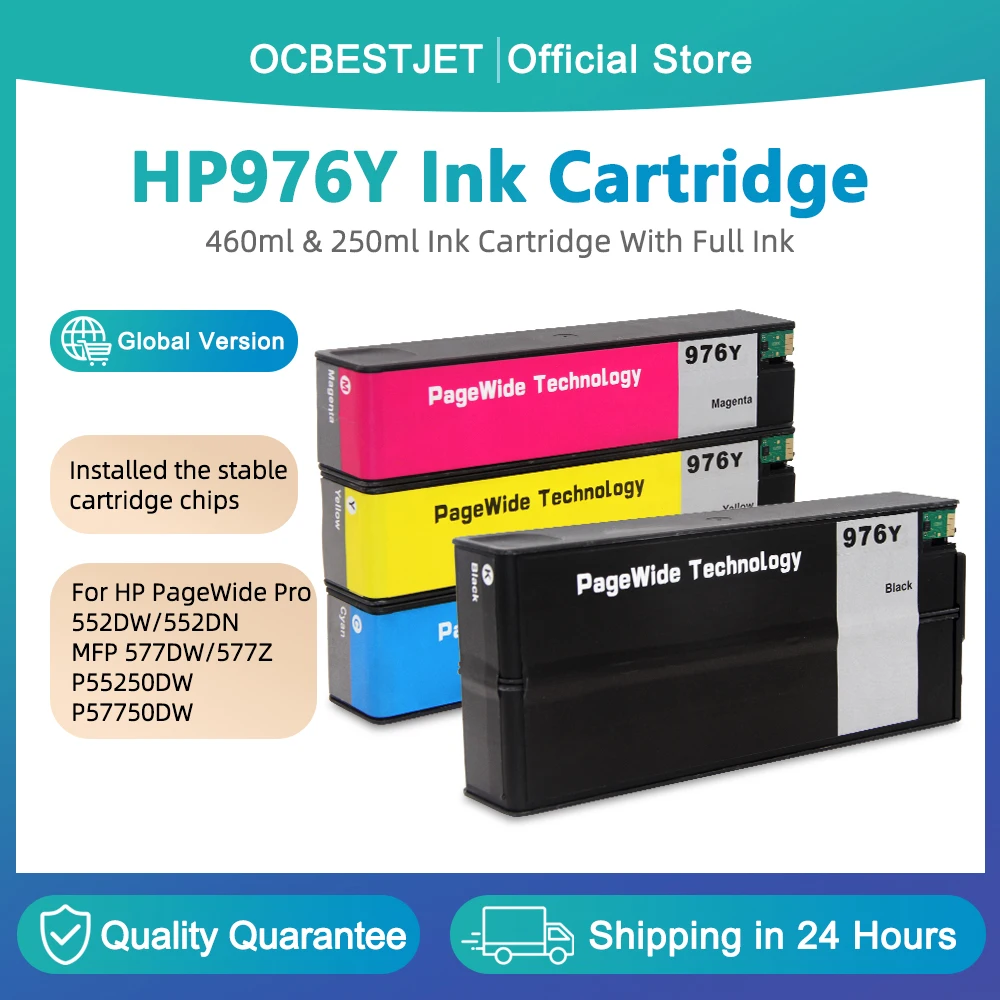 

For HP 976Y HP976 976 Y Full Ink Cartridge With Chip For HP PageWide Pro 552DW 552DN 577DW 577Z P55250DW MFP P57750DW Printer