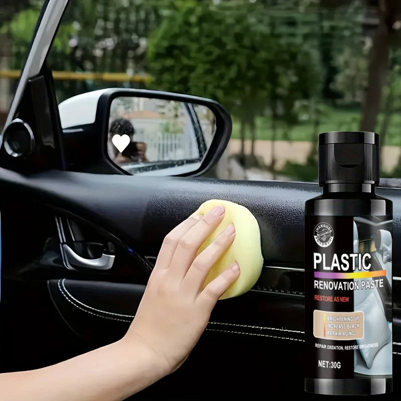 1 Piece 30g Black Tire Wax Polish, with Sponge Applicator, Suitable for Repair of Rubber and Plastic, Long-Lasting Gloss, Suitable for Stripesd, Vinyl and Car Wheels, Anti-Fading and Update