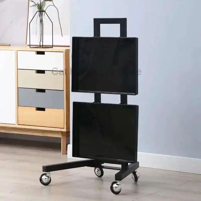 

Auxiliary Trolleys for Living Room Professional Household Trolley Machine Beauty Salon Cart Wheels Nails Furniture Black Tray