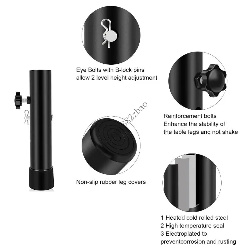 H7EA -pakket 4 stalen tafelbeenverlengers verstelbare hoogten vouwontwerpen ondersteuning