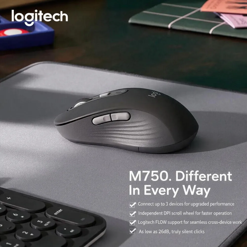 Logitech Signature Plus M750 / M750L Mouse Multi Device Switching Comfort Grip Silent Wireless Computer Mouse