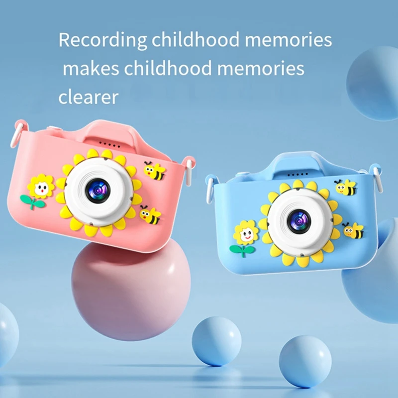 Caméras rechargeables avec n'aime pour enfants, caméra HD compacte, dessin animé tournesol