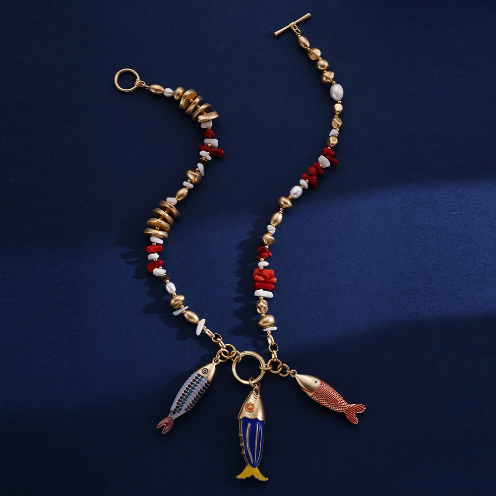 

Enamel Mermaid Necklace Fish Charm Pendant for Women Wholesale Ocean Animals Jewelry Gifts Dropshipping Accessories ﻿