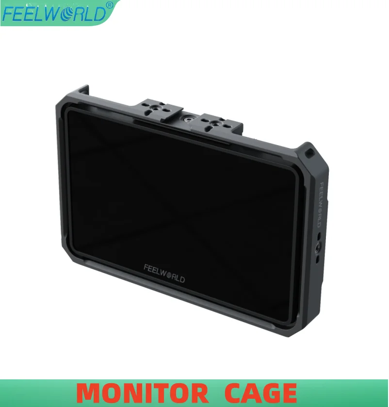 Protective Case for FeelWorld F6PLUS/F6PLUSX Monitor with Camera Cage Bracket and Top Shoe Mount  Aluminum Alloy Monitor Cage