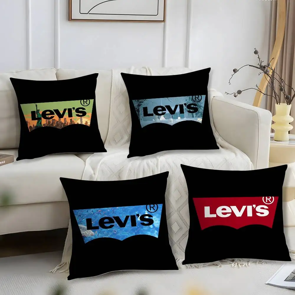 Brand Pillow Case Luxury L-LEVisS Sofa Short Plush Double-sided HD Printing Room Home Office Gift Cushion Cover