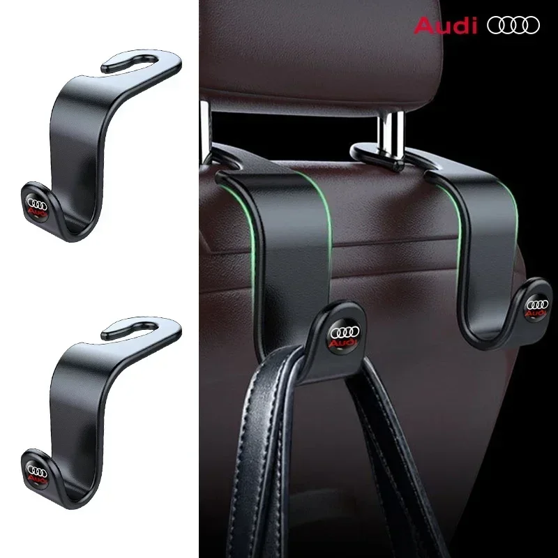 2PC Car Seat Headrest L Shaped Hook Portable Storage Hanger For Audi Sline TT A1 A2 A3 A4 A5 A6 A7 A8 8P B6 B7 B8 C5 C6 C7 Q5 Q7