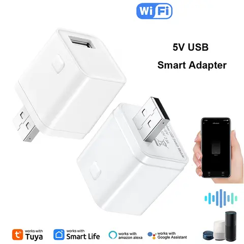 투야 스마트 와이파이 마이크로 USB 어댑터 스위치 5V 미니 1 USB 전원 어댑터 스마트 라이프 컨트롤 (알렉사, 구글 스마트 홈, 얀덱스 앨리스 지원)