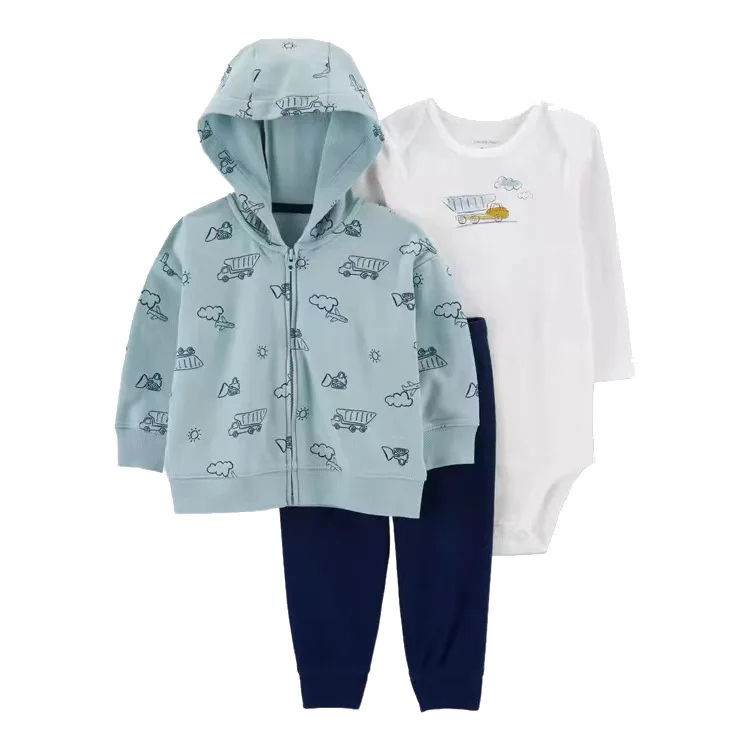 Conjunto de chaquetas con capucha para niños y niñas, mono de manga larga con capucha, primavera y otoño, 3 piezas