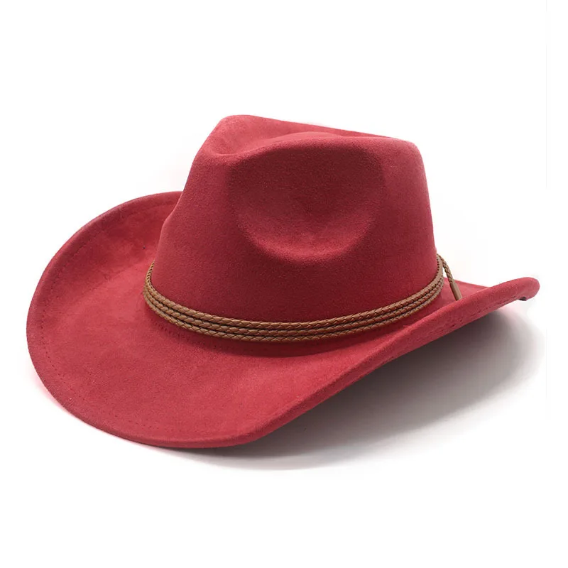 2025 Western-Cowboyhut im Ethno-Stil, Zylinder, Herbst und Winter, Filzhut für Herren und Damen, umgedrehte Kante, Jazz-Hut – Detail 8