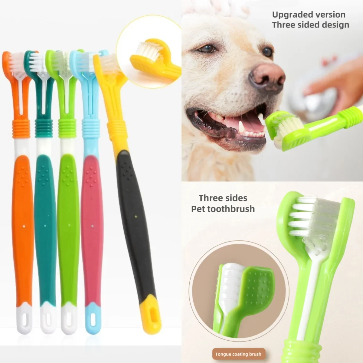 3-Sided Pet Toothbrush Dog Plastic Toothbrush Removing Tartar Cleaning Mouth Pet Care Cat Cleaning Mouth Dog Accessories