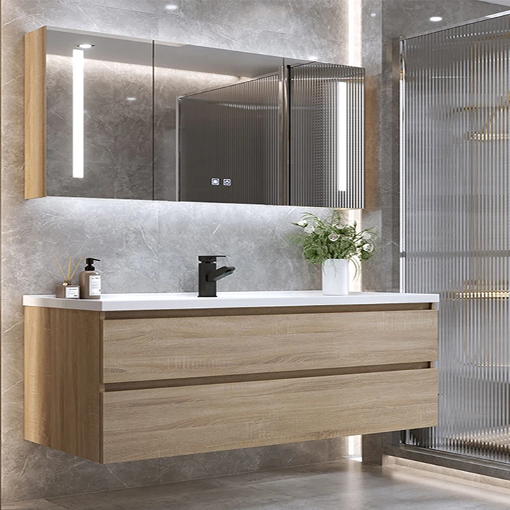 Factory Direct Sale Cheap Modern Wooden Wall Hung Bathroom Furniture With Basin Sink Sets Bathroom Cabinet With Led Mirror