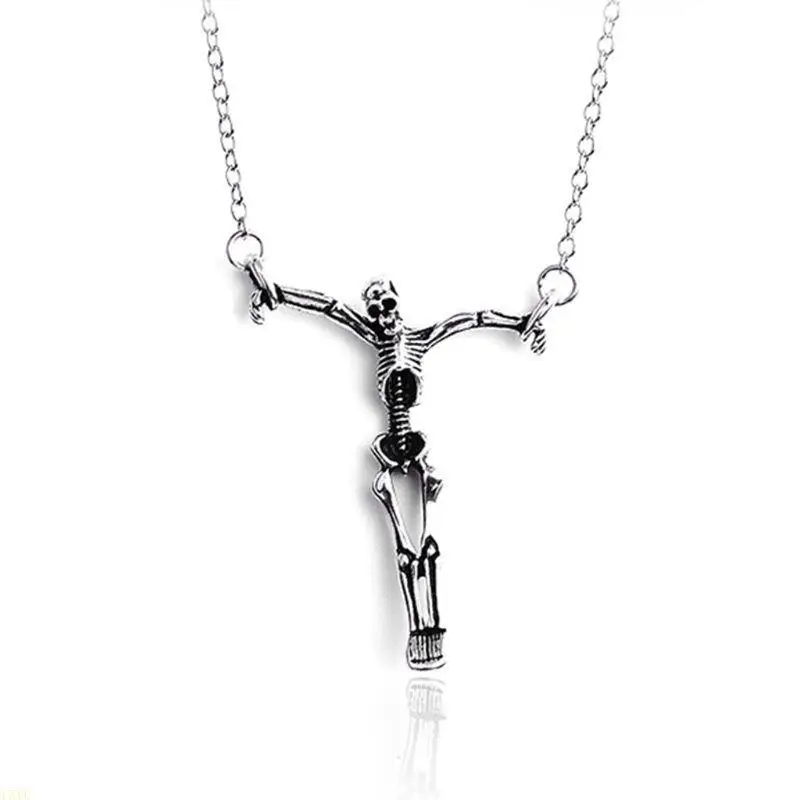 

Halloween Retro Gothic Horror for Soul Skeleton Pendant Alloy Necklace Unisex Jewelry Gifts