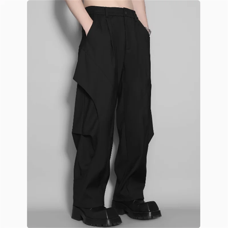 

Original dark system three-dimensional deconstruction splicing design wide leg drop