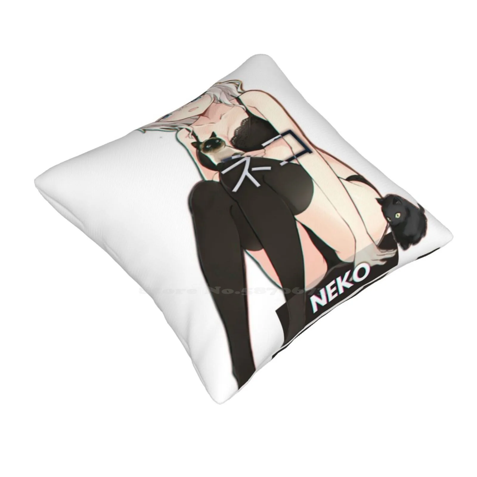 Neko-Rgb Home Sofa Car Waist Throw Pillowcase Neko Anime Waifu Laifu Oppai Edgy Rgb Split 2017 Rem Best Girl