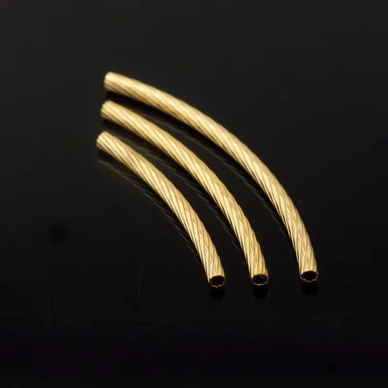 موصل أنبوب منحني حلزوني مملوء بالذهب عيار 14 قيراط للمجوهرات التي تصنعها بنفسك - قلادة سوار