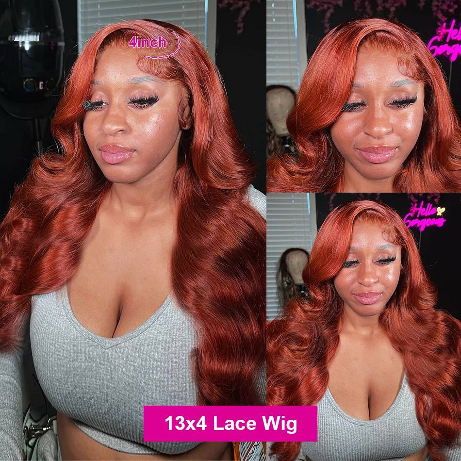 250% Brazilian 30 32 Inch ginger lace front wig human hair 13x4 Lace Front Wig Human Hair Water Wave 13x6 HD Lace Frontal Wigs