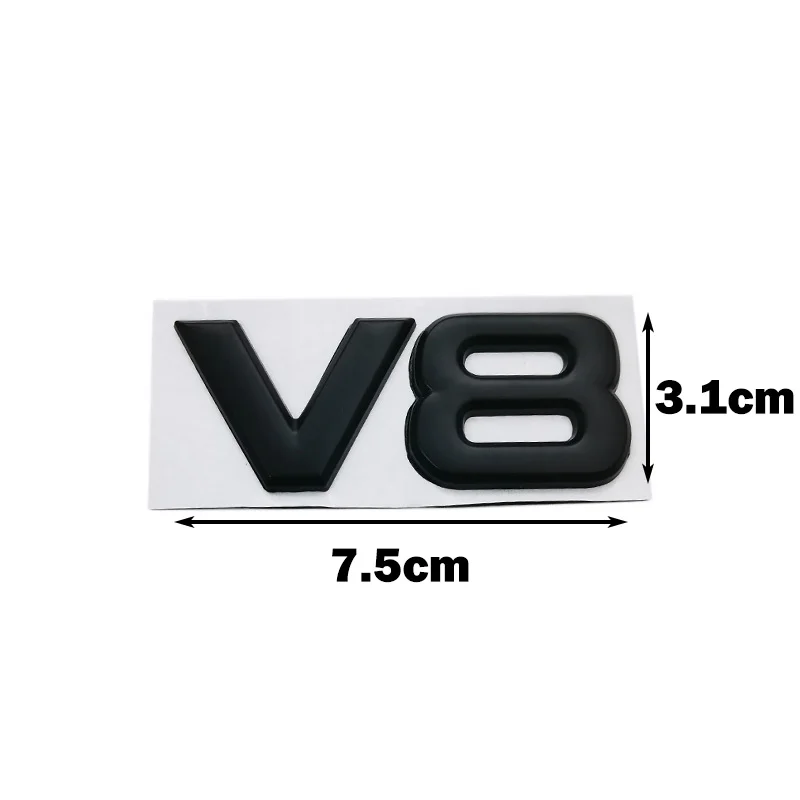 Auto Metal Alloy 3D V8 Logo motor desplazamiento maletero trasero coche insignia calcomanía cromada V8 lateral Wing Emblem Sticker Car Styling