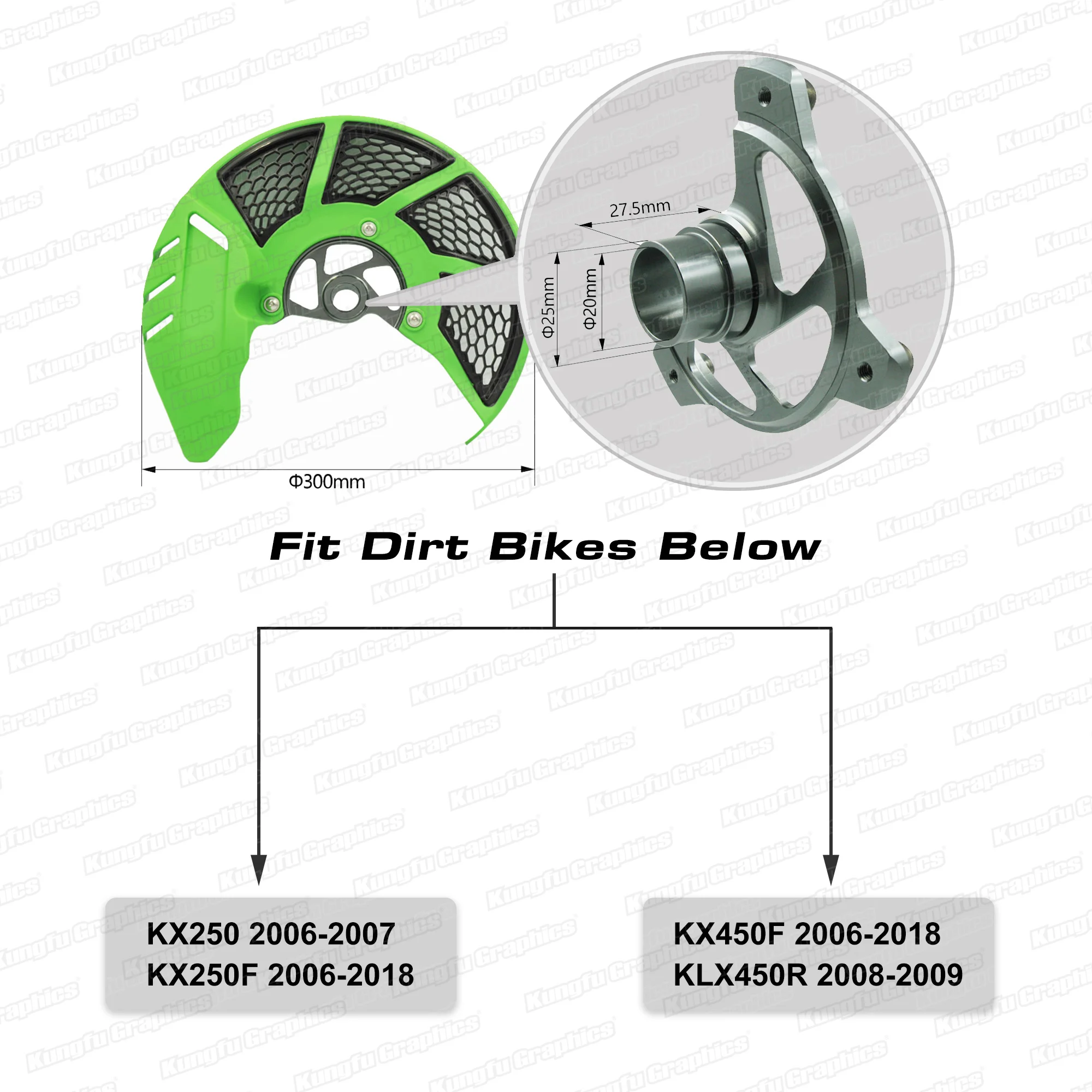 JY Racing Motorcycle Front Brake Disc Guard Cover for Kawasaki KX250F KX450F KXF 250 450 2006-2018 / KLX450R 2008 2009 Green - view 5
