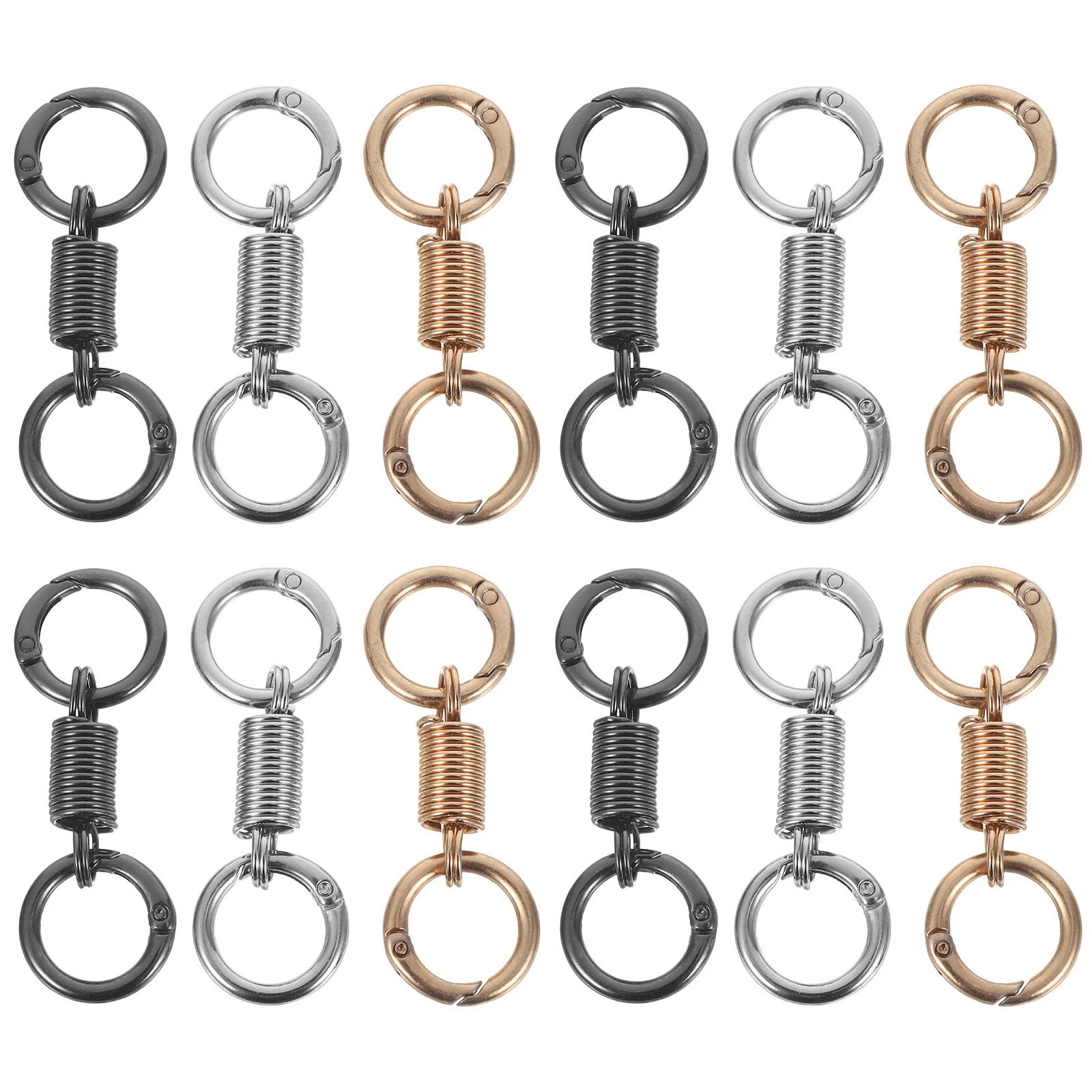

12Pcs Spring-Loaded Double Ring Keychain Strong Zinc Alloy Key Carrier Stylish Functional Key Organizer for Personal Or Gift Use