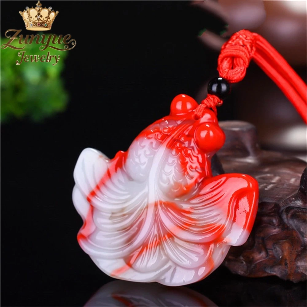 Natural Hetian Chicken Blood Jade Floating Safflower Guanyin Maitreya Buddha Koi Fish Zodiac Dragon Pendant Couple Holiday Gifts