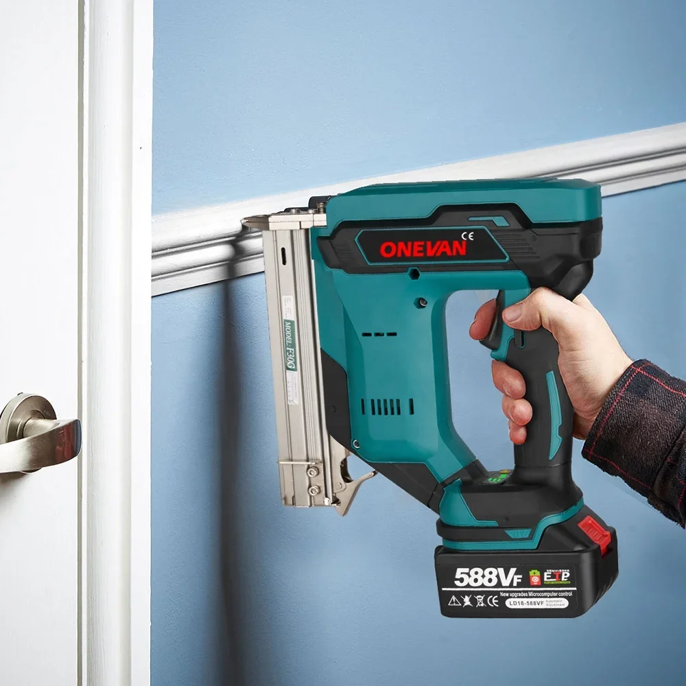 

ONEVAN F30 электрический пистолет для гвоздей, гвоздезабивной степлер, обрамление, гвоздезабивной пистолет, мебельный степлер, деревообрабатывающий инструмент