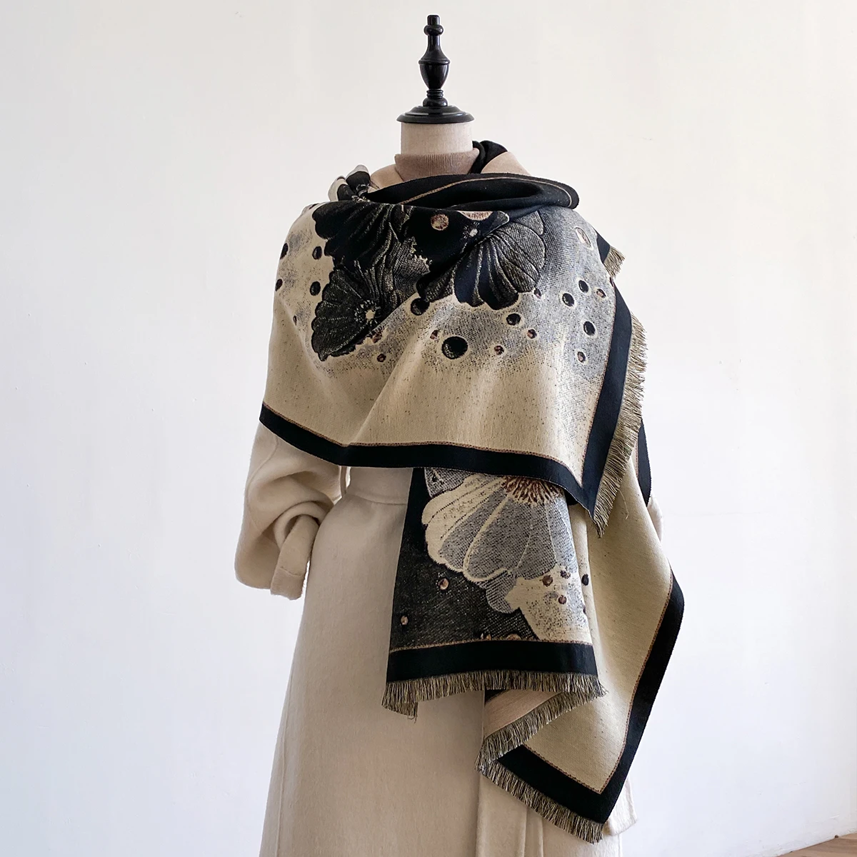 

Для женщин зимний туристический шарф из искусственного кашемира, толстый теплый модный роскошный шарф-одеяло с