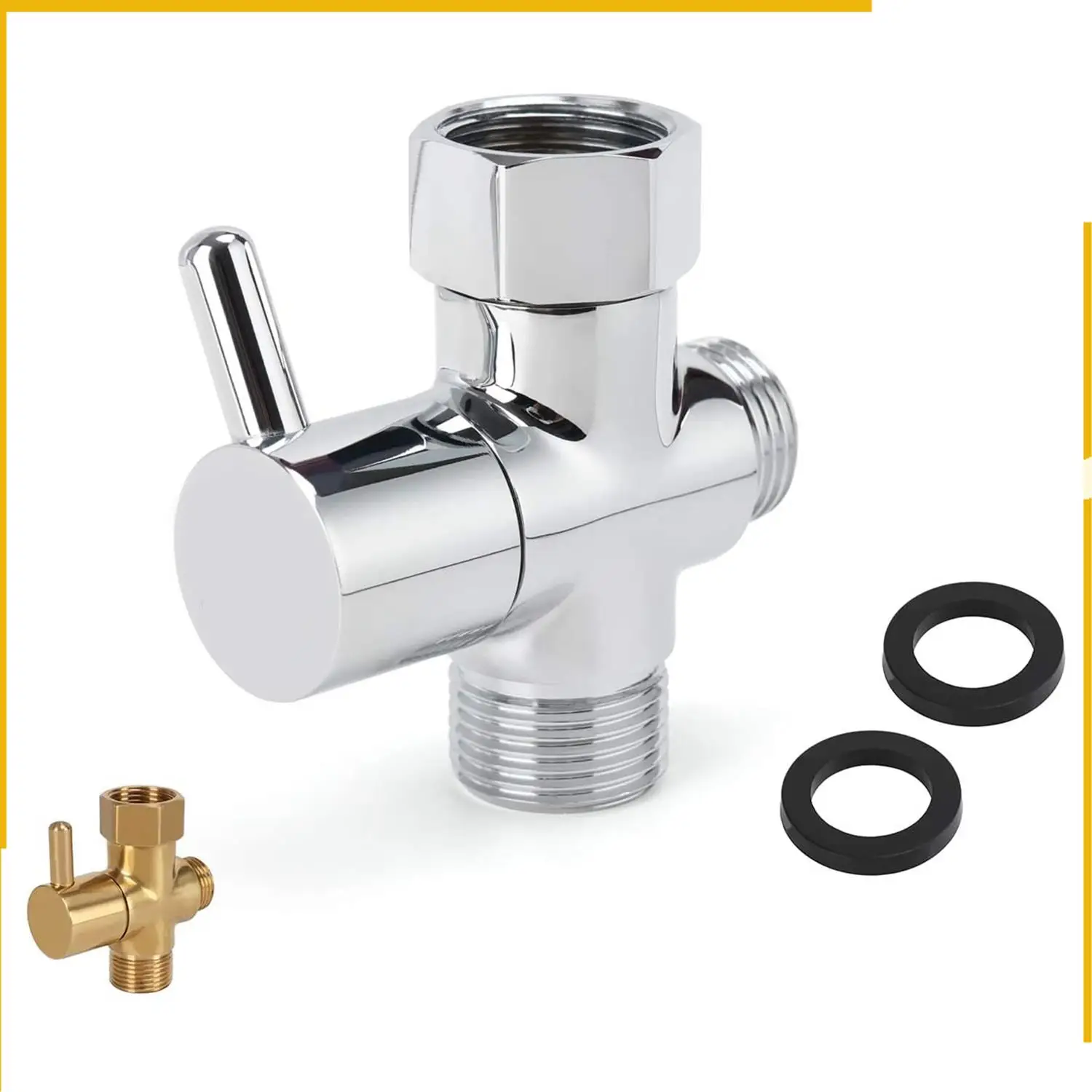 

A92P Brass Bidet T Adapter Valve 3 Way Shut Off Tee Connector For Toilet Bidet Sprayer T Adapter Diaper Adapter 7/8 7/8 1/2