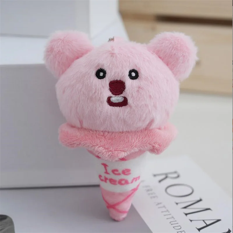 2 Color Cute Animal Shaped Ice Cream Pendant Plush Toy Doll Bag Hanging Decoration Keychain Doll 12cm For Girls New Year Gift