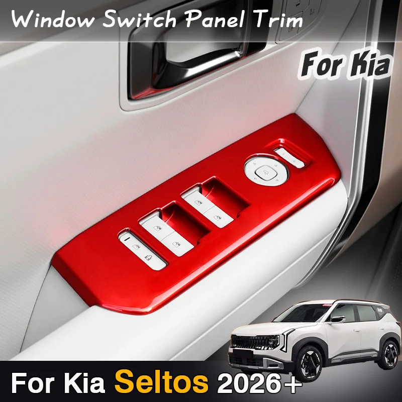 for Kia Seltos II 2026 2027 LHD Car Window Switch Panel Trim Glass lift armrest Decorative sticker Frame Accessories Interior