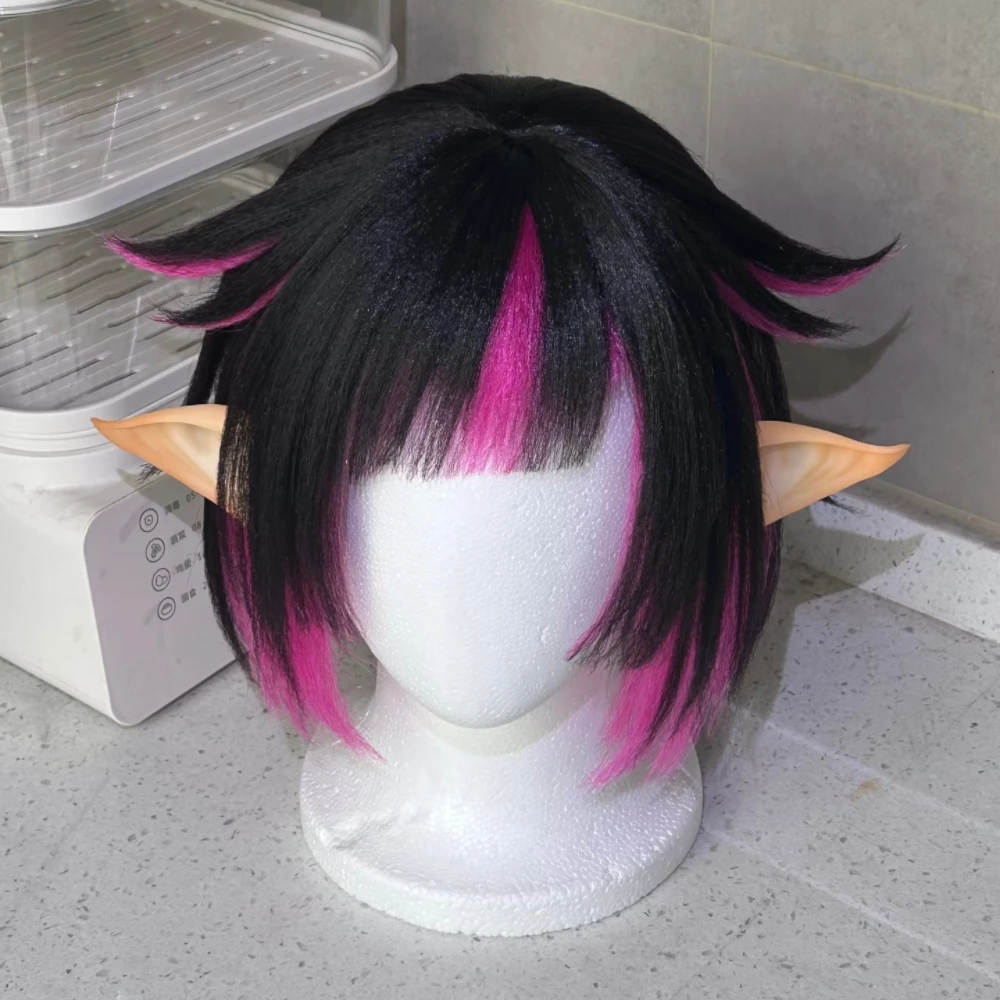 Anime Lilia Short Cosplay Wig with Purple Highlights Simulated Scalp With Rose Net Heat Resistant Synthetic Hair Anime Coser Wig
