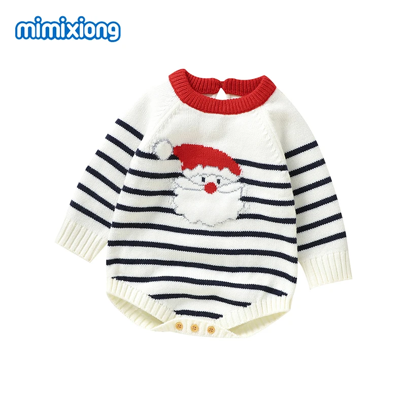 

Winter Baby Boys Girls Clothes White Santa Claus Knitted Newborn Infant Long Sleeve Onesie Coveralls Toddler Christmas Jumpsuits