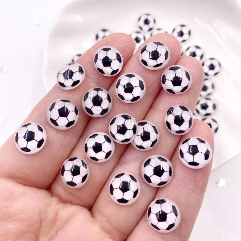 60pcs Resin Cute Colorful 10mm Round Football Flatback Rhinestone Applique DIY Wedding Scrapbook Earring Accessorie Craft SL607