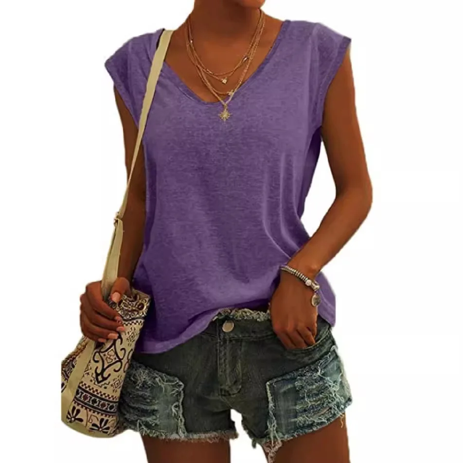 T-shirt ample pour femmes, couleur Simple, casquette v-ne, Sve, automne 2024, Faion, décontracté, confortable, 00%, autres matériaux