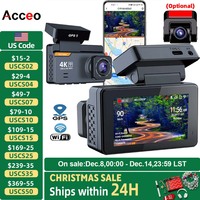 DashCam 4K Mini Car Dvr Video Recorder With GPS WIFI Support Dual Lens 1080P RearView Camera Night Vision Black Box 24h Parking