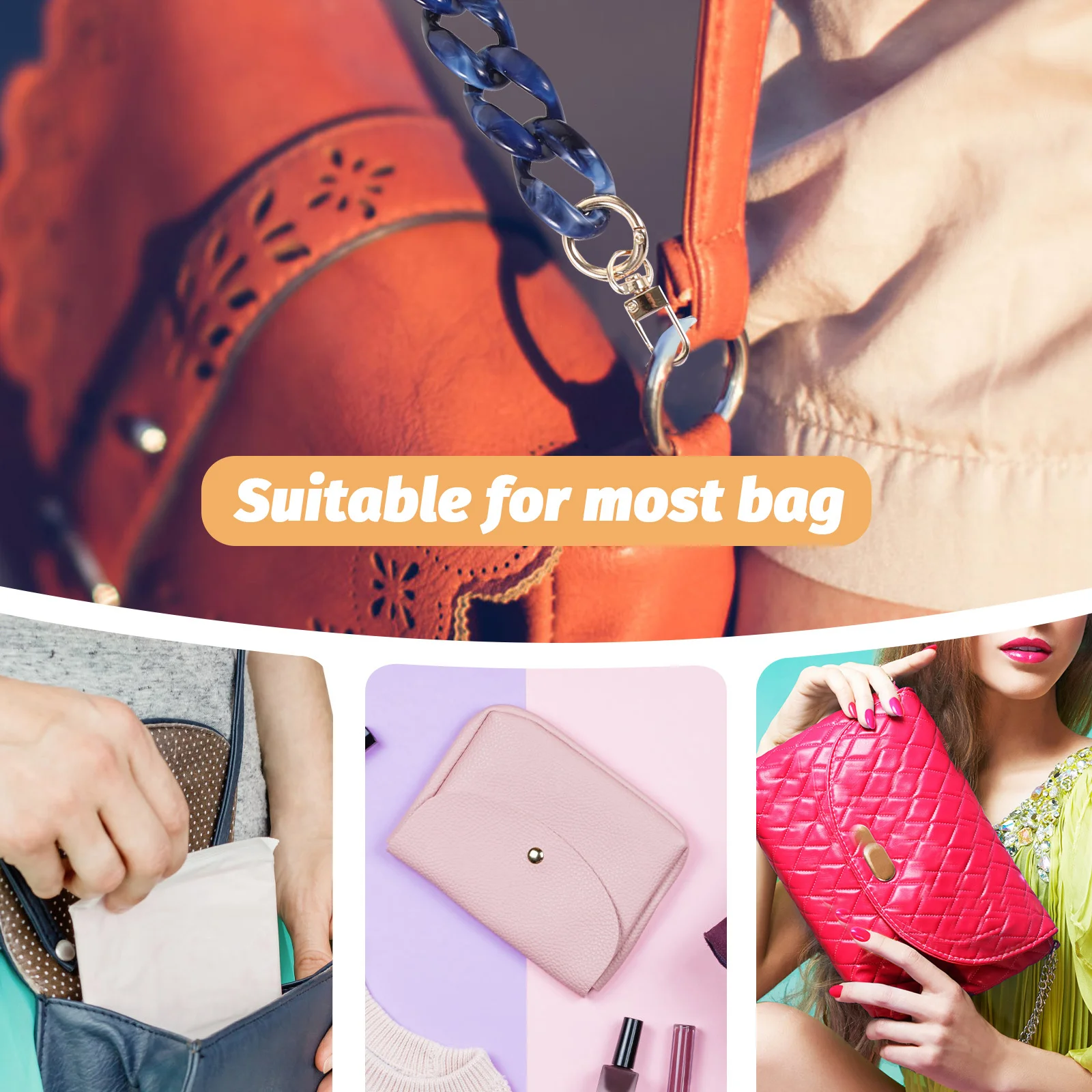 الاكريليك حقيبة سلسلة حزام حقيبة يد سلسلة استبدال محفظة حقيبة الكتف حزام قوي قابل للثقة استخدام متعدد الوظائف