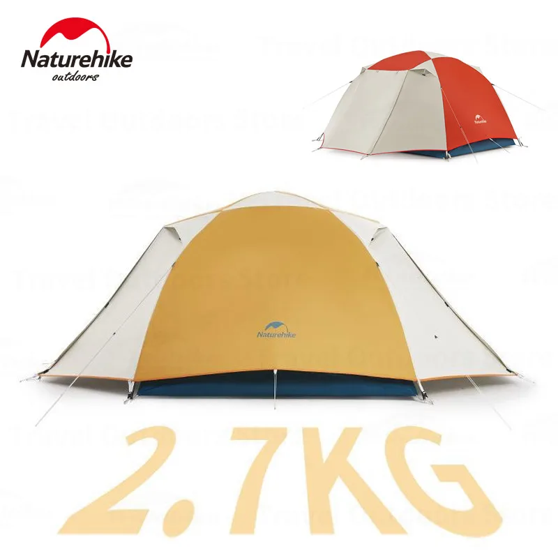 Naturehike YUNCHUAN-PRO Camping Tent 2-3 Persons Outdoor Sun Protection 210T Tent 2-Door Ventilate Rainproof Travel Tent