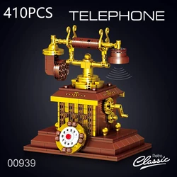 410PCS Retro Telephone Assembled Building Blocks Classic Desktop Decoration Vintage Phone Bricks Toys Children Christmas Gifts