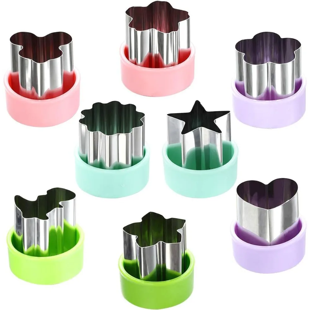 

8 pcs Stainless Mini Pressed Fruit Vegetable Printing Cutting Die for Kids Bento Lunch Sandwich Fondant Cheese Baking Food Prep