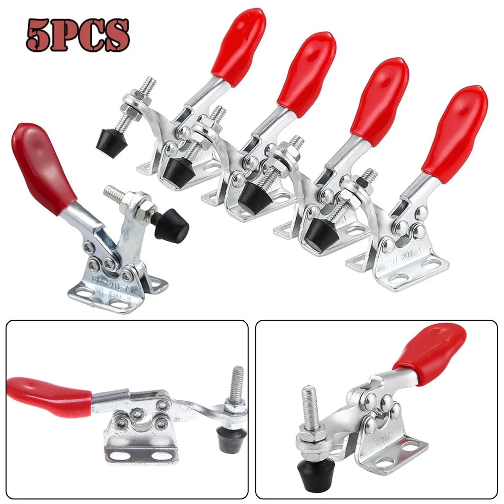 Retracted Clamp Toggle Clamp GH-201A Metal 5pcs 80mm 27Kg/ 60Lbs Home Tools Workshop Equipment Garden Hand Tools